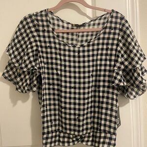 Black and White Gingham Women's Top